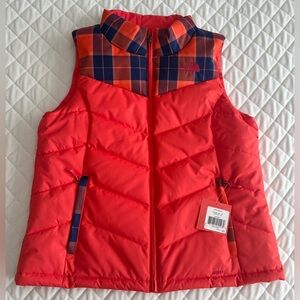 NWT The North Face Puffer Vest Womens Large Rambutan Pink Plaid Sheka 550 Down
